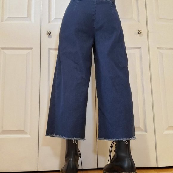 High waisted side zipper Wide Leg cropped Jeans in size 29 - Picture 2 of 9